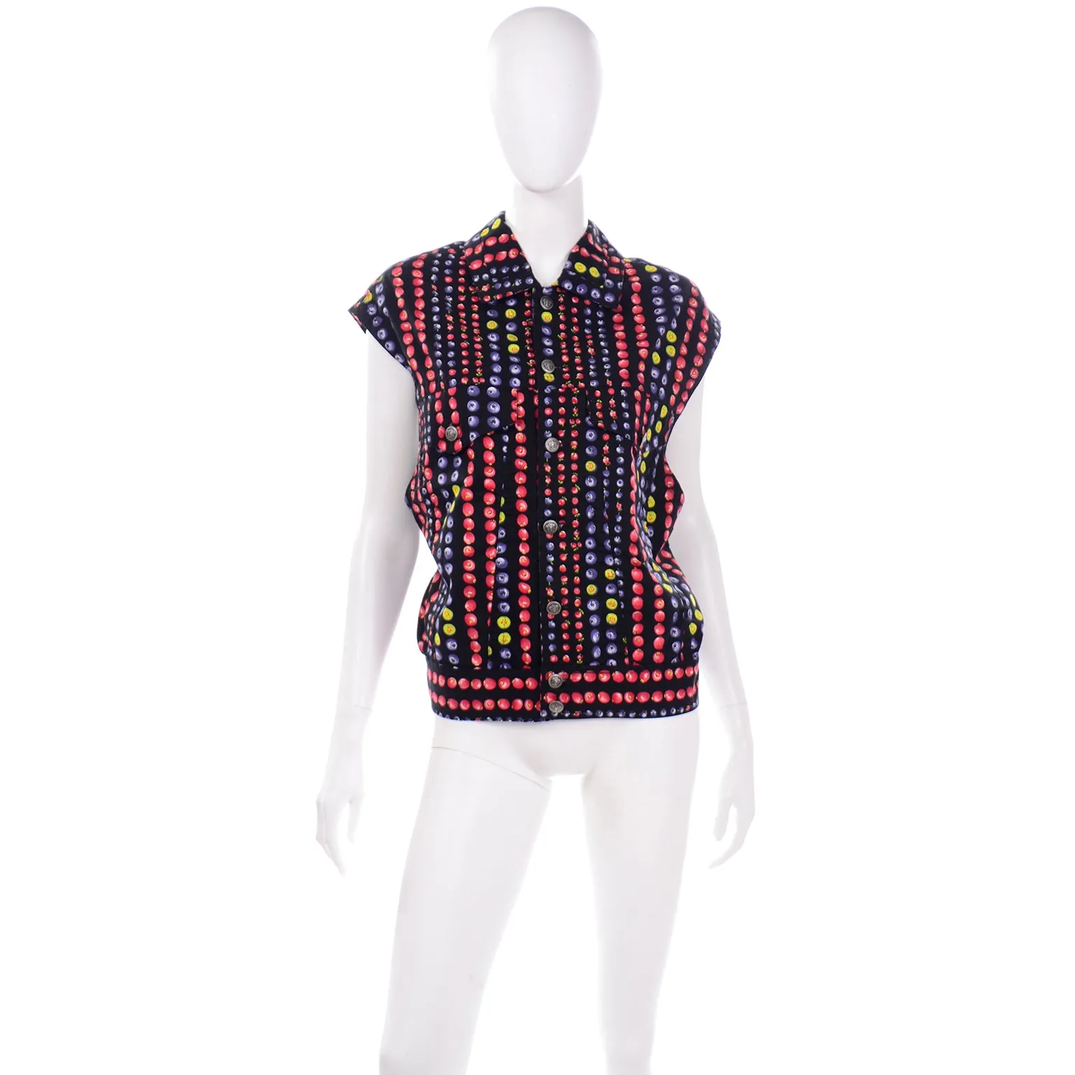 1990s Versace Jeans Couture Berry Vest w Medusa Head Buttons