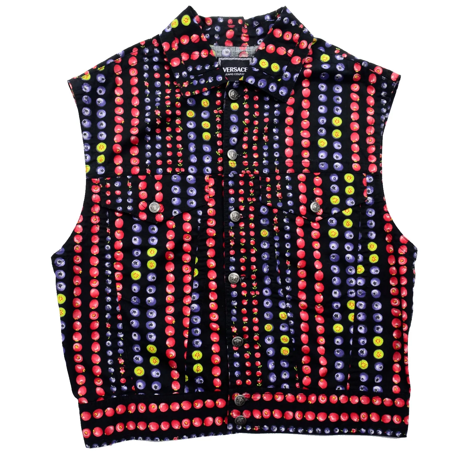 1990s Versace Jeans Couture Berry Vest w Medusa Head Buttons