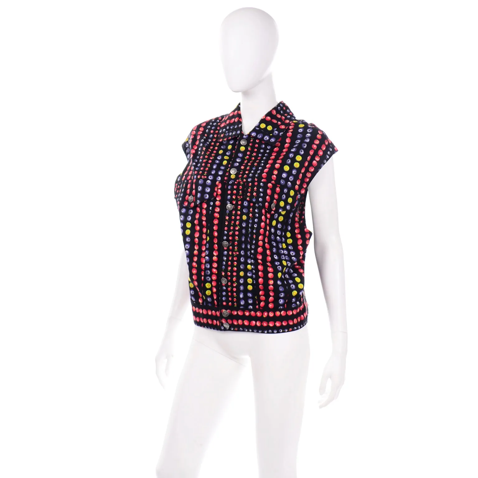 1990s Versace Jeans Couture Berry Vest w Medusa Head Buttons