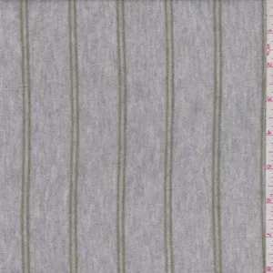 4 YD PC-Grey/Avocado Stripe Rayon Sweater Knit Fabric