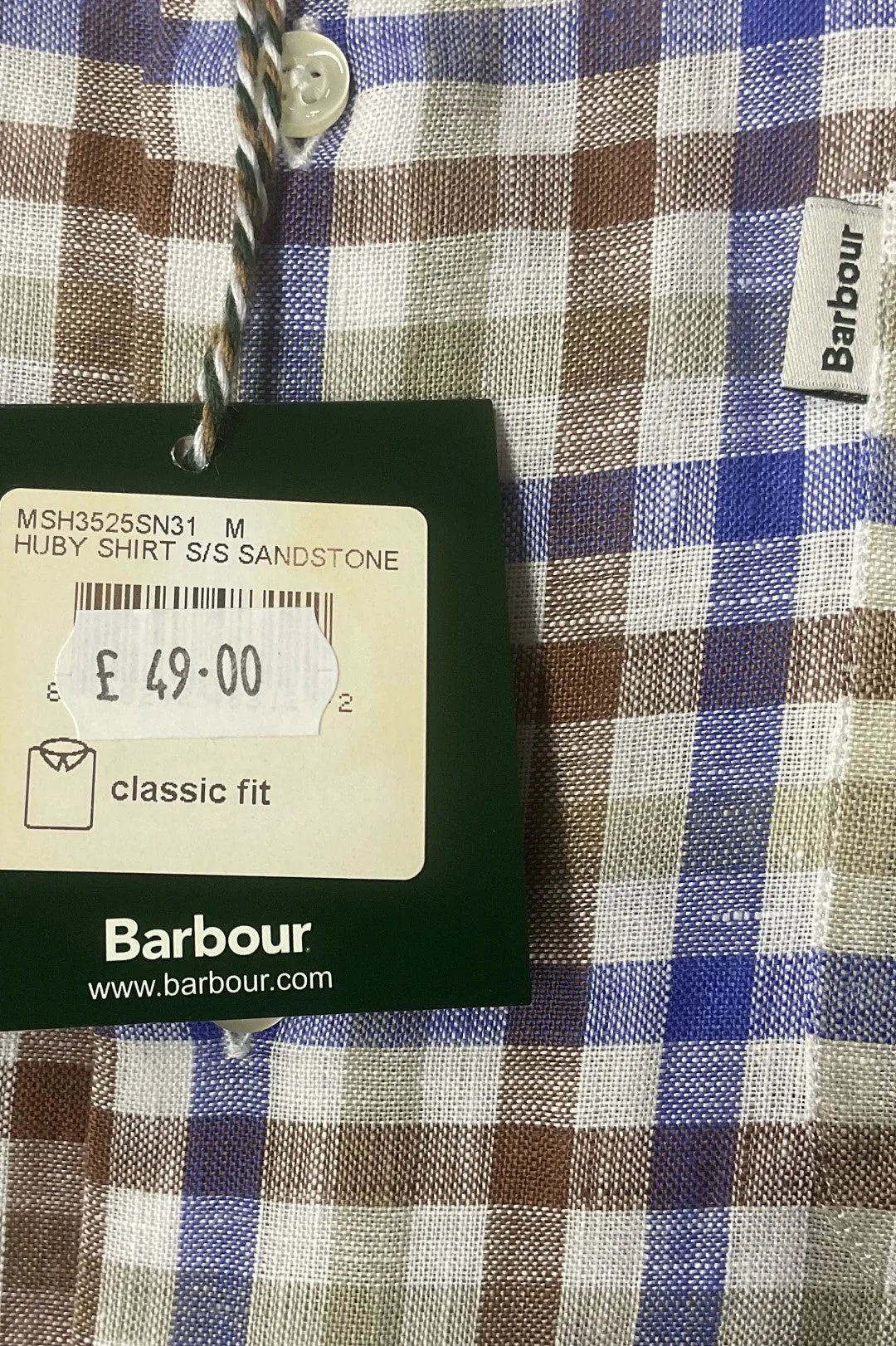 Barbour Shirt Huby short sleeve 100% linen in Sandstone MSH3525SN31