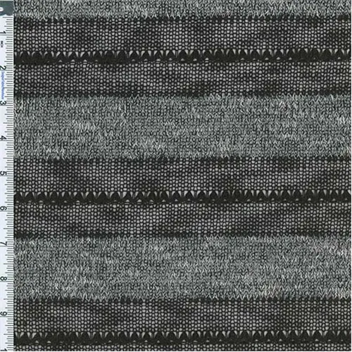 Black/White Stripe Crochet Knit Fabric