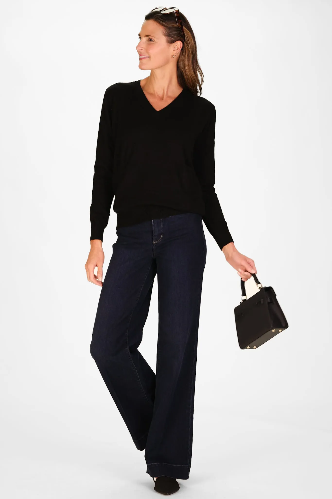 Cashmere Pocket Sweater in Black Shimmer