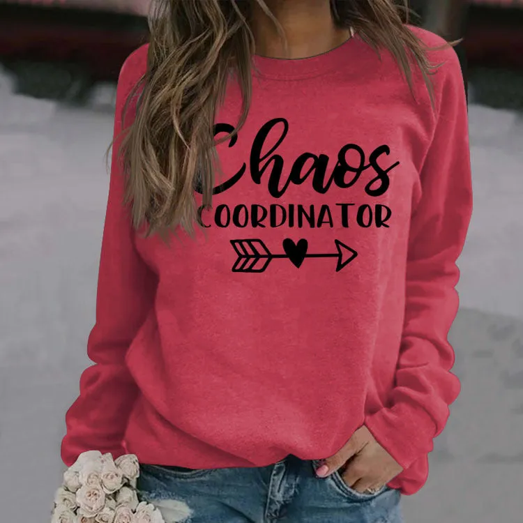 Chaos COORDINATOR Letters Round Neck Loose Autumn and Winter Long-sleeved Large Size Sweater