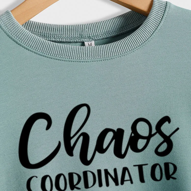 Chaos COORDINATOR Letters Round Neck Loose Autumn and Winter Long-sleeved Large Size Sweater