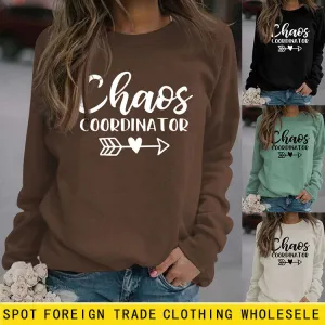 Chaos COORDINATOR Letters Round Neck Loose Autumn and Winter Long-sleeved Large Size Sweater