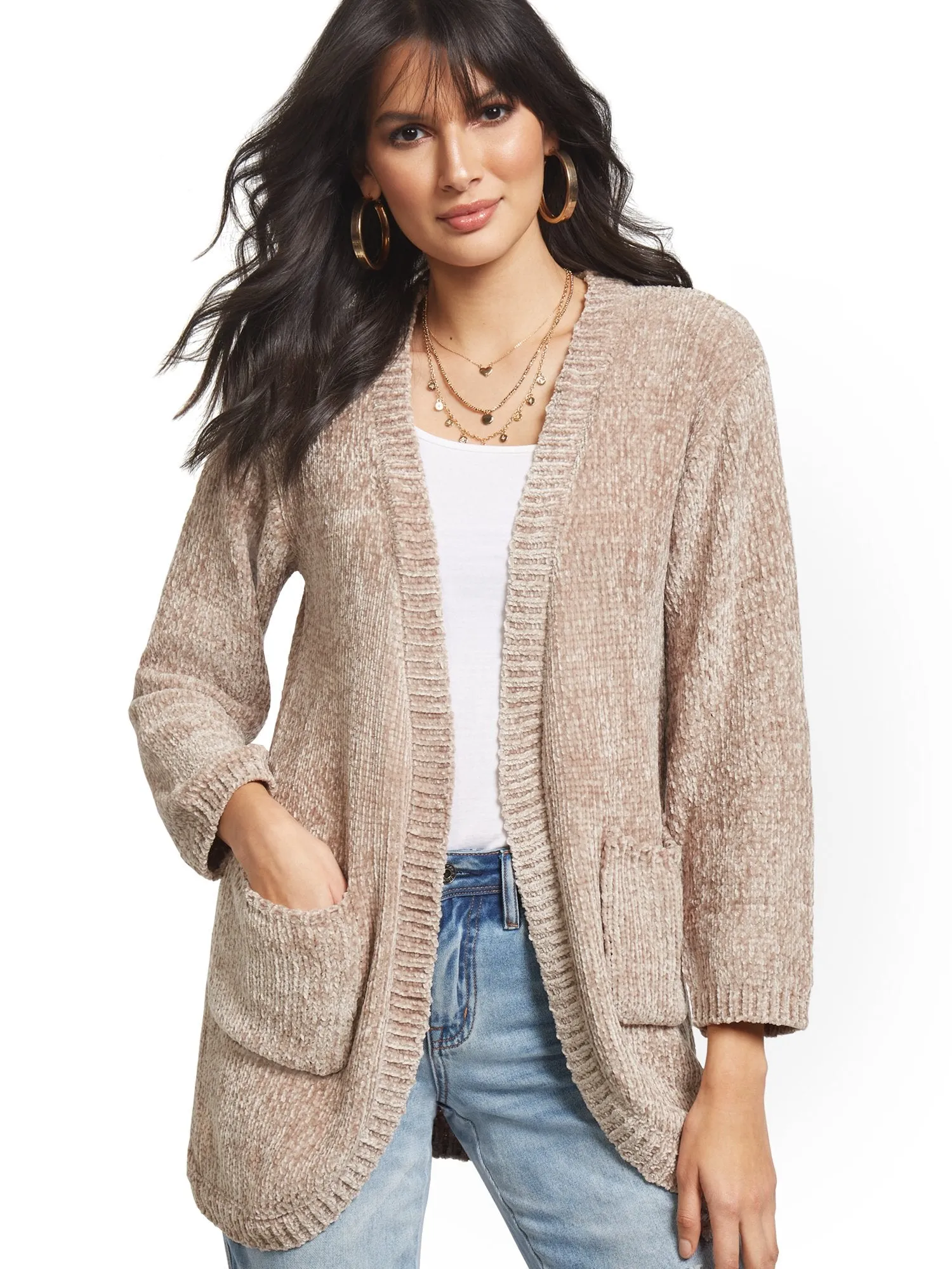 Chenille Patch-Pocket Cardigan