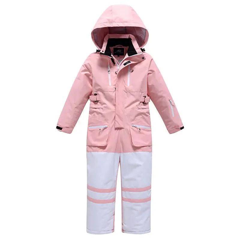 Children One-piece Snow Jumpsuits Loose Fit Ski Suits