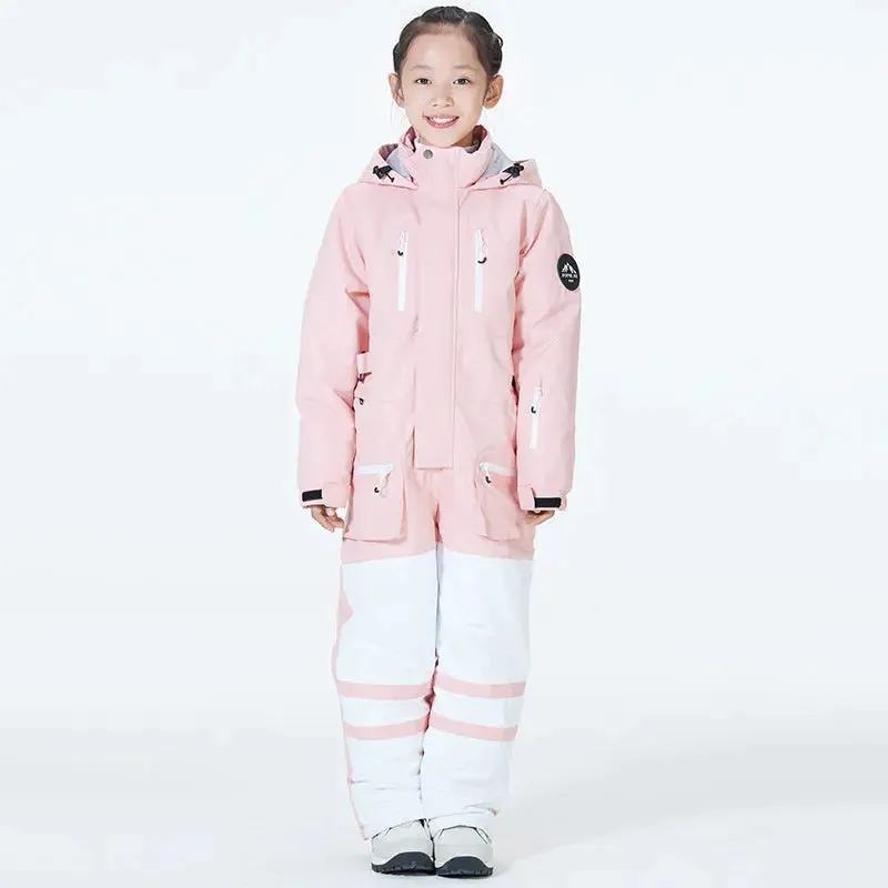 Children One-piece Snow Jumpsuits Loose Fit Ski Suits