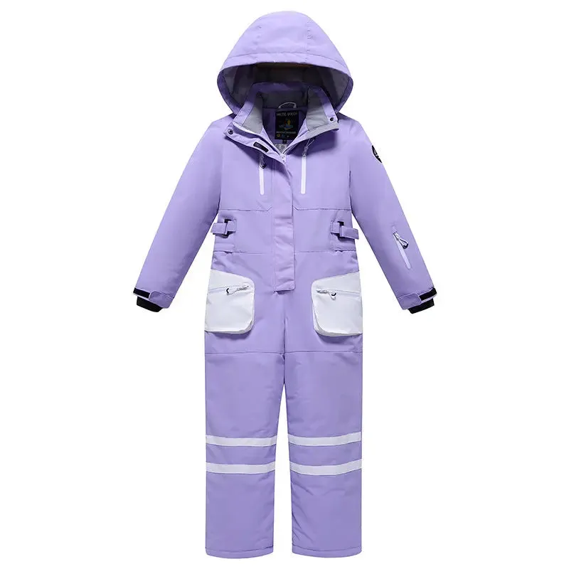 Children One-piece Snow Jumpsuits Loose Fit Ski Suits