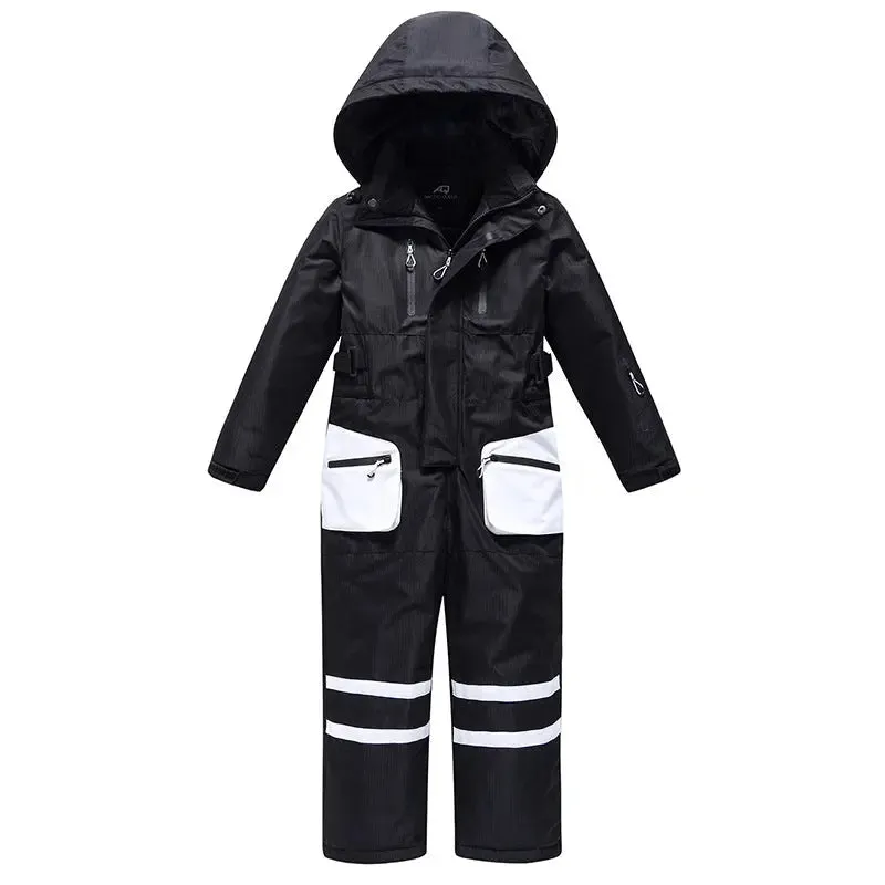 Children One-piece Snow Jumpsuits Loose Fit Ski Suits