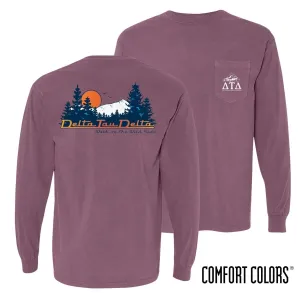 Delt Comfort Colors Berry Retro Wilderness Long Sleeve Pocket Tee