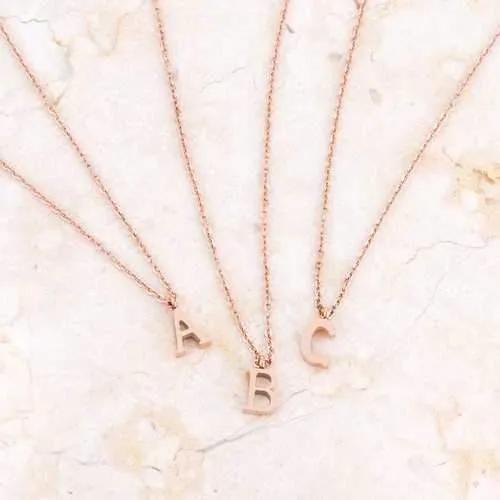 Elaina Rose Gold Stainless Steel F Initial Necklace