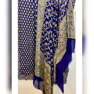 Elegant Blue 3 pcs Khaddi Georgette Banarasi Dress Material