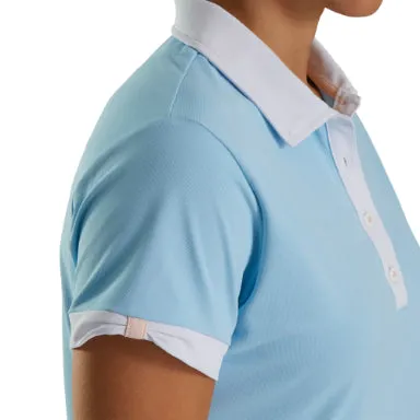 FJ Womens Short Sleeve Color Block Polo - BLUE