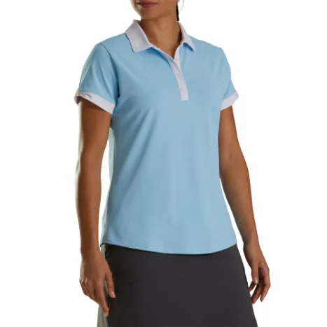 FJ Womens Short Sleeve Color Block Polo - BLUE