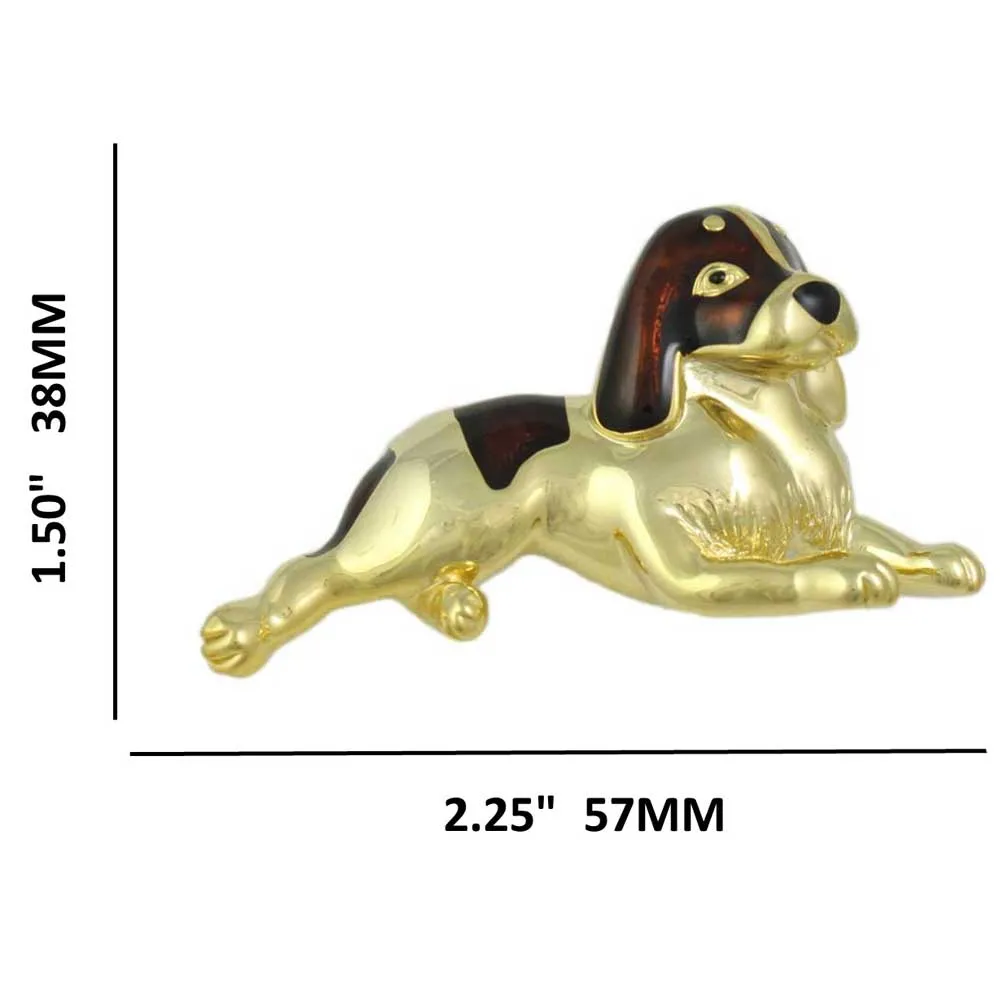 Gold and Brown Enamel Large St. Bernard Dog Brooch Pin - FAP920