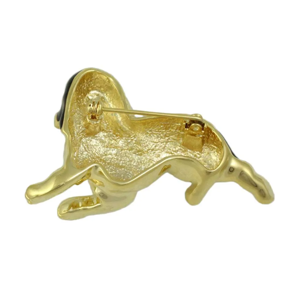 Gold and Brown Enamel Large St. Bernard Dog Brooch Pin - FAP920