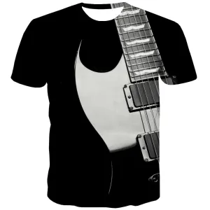 Guitar T shirts Men Music T-shirts Graphic Wooden Tshirt Anime Metal Tshirts Cool