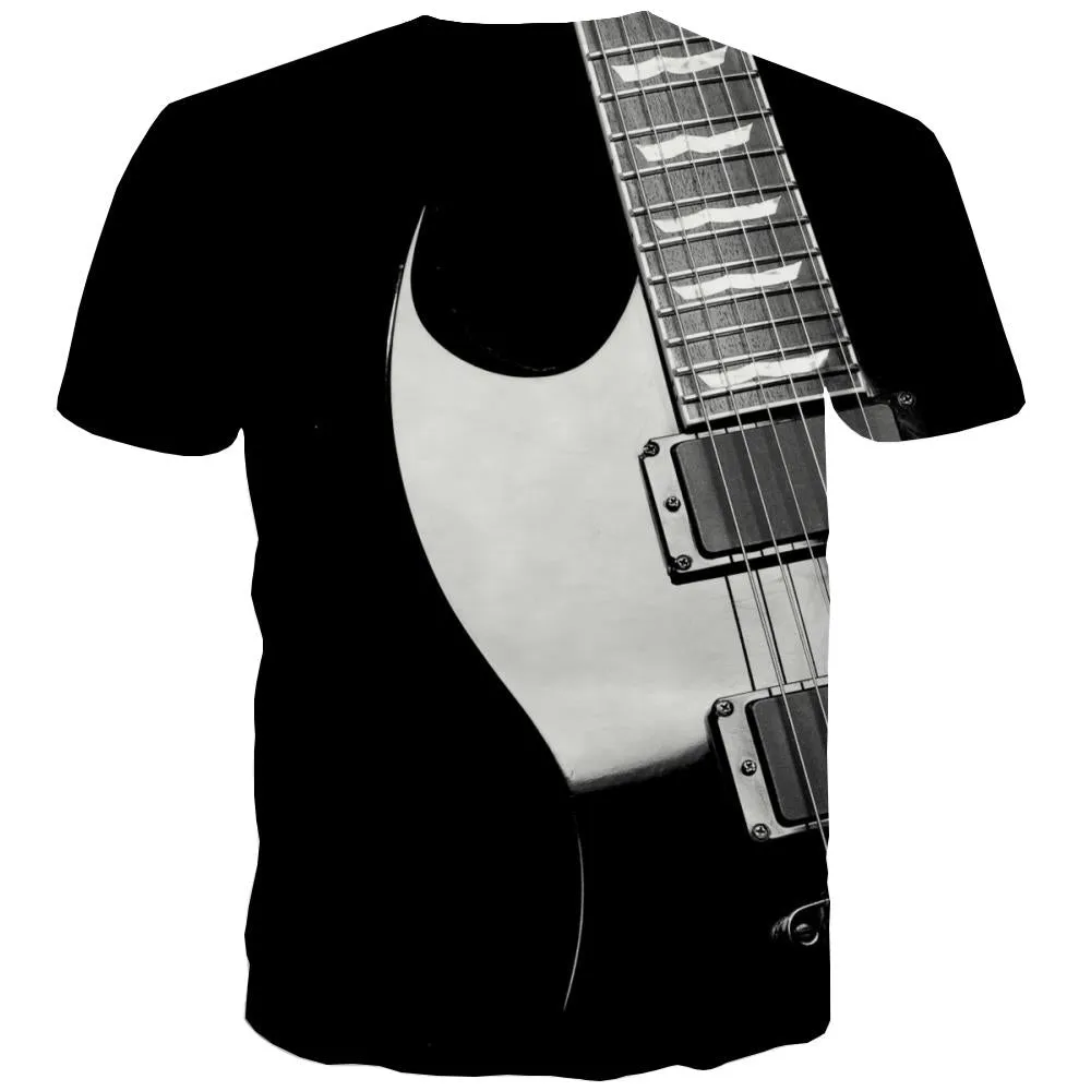 Guitar T shirts Men Music T-shirts Graphic Wooden Tshirt Anime Metal Tshirts Cool