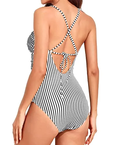 High Neck Tummy Control Swimwear Women's One Piece Bathing Suit