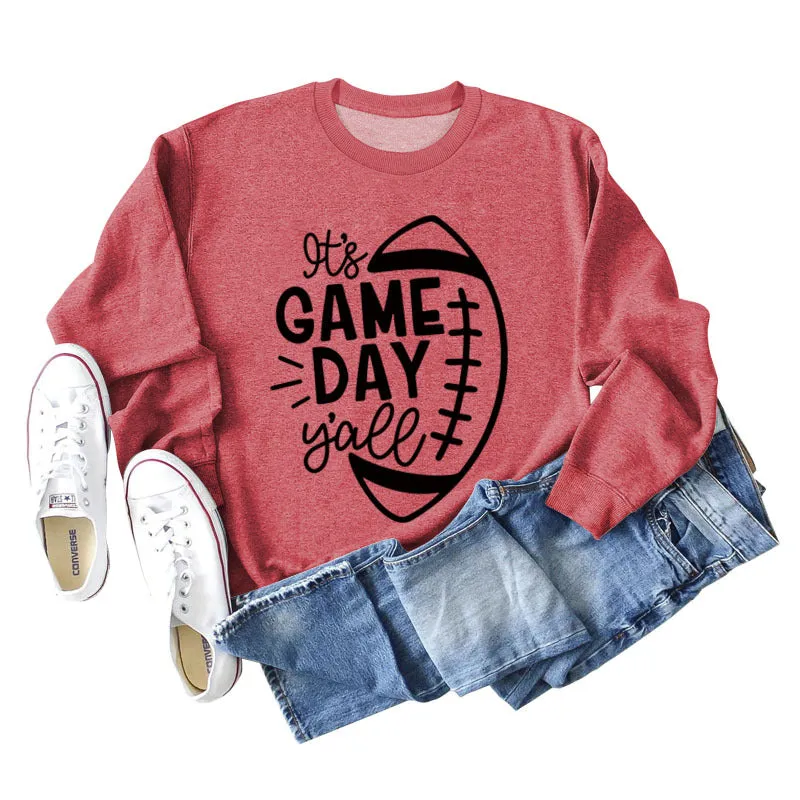 IT'S GAME DAY Y'ALL LOOSE OVERSIZED CREWNECK LONG-SLEEVED SWEATSHIRT WOMEN