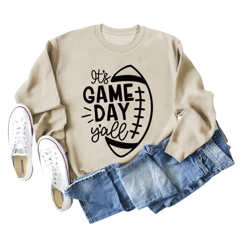 IT'S GAME DAY Y'ALL LOOSE OVERSIZED CREWNECK LONG-SLEEVED SWEATSHIRT WOMEN