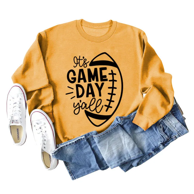 IT'S GAME DAY Y'ALL LOOSE OVERSIZED CREWNECK LONG-SLEEVED SWEATSHIRT WOMEN