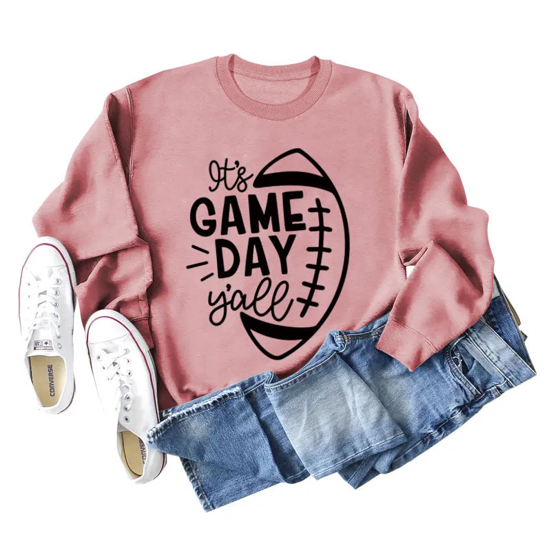 IT'S GAME DAY Y'ALL LOOSE OVERSIZED CREWNECK LONG-SLEEVED SWEATSHIRT WOMEN