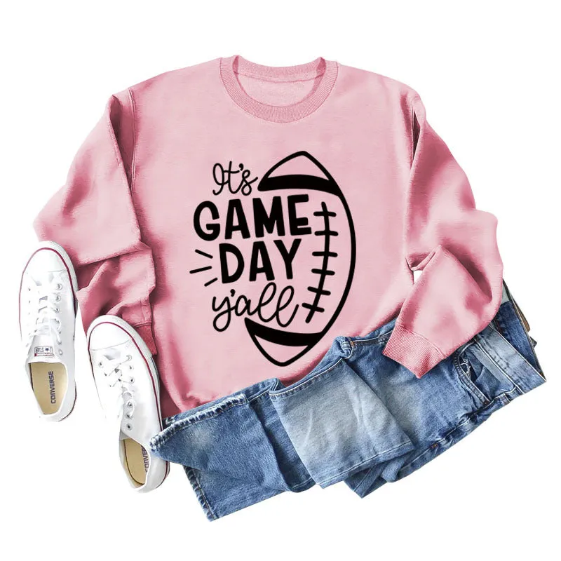 IT'S GAME DAY Y'ALL LOOSE OVERSIZED CREWNECK LONG-SLEEVED SWEATSHIRT WOMEN