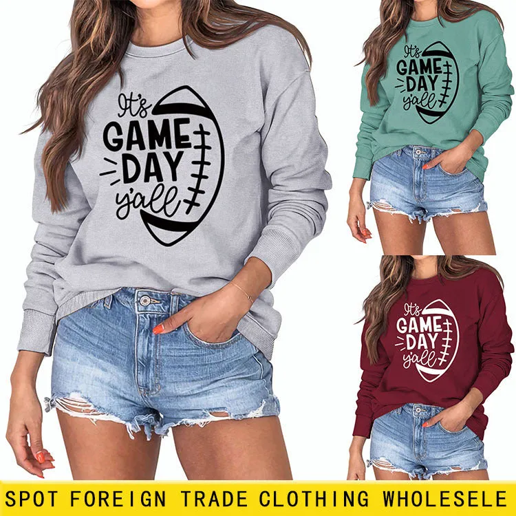 IT'S GAME DAY Y'ALL LOOSE OVERSIZED CREWNECK LONG-SLEEVED SWEATSHIRT WOMEN