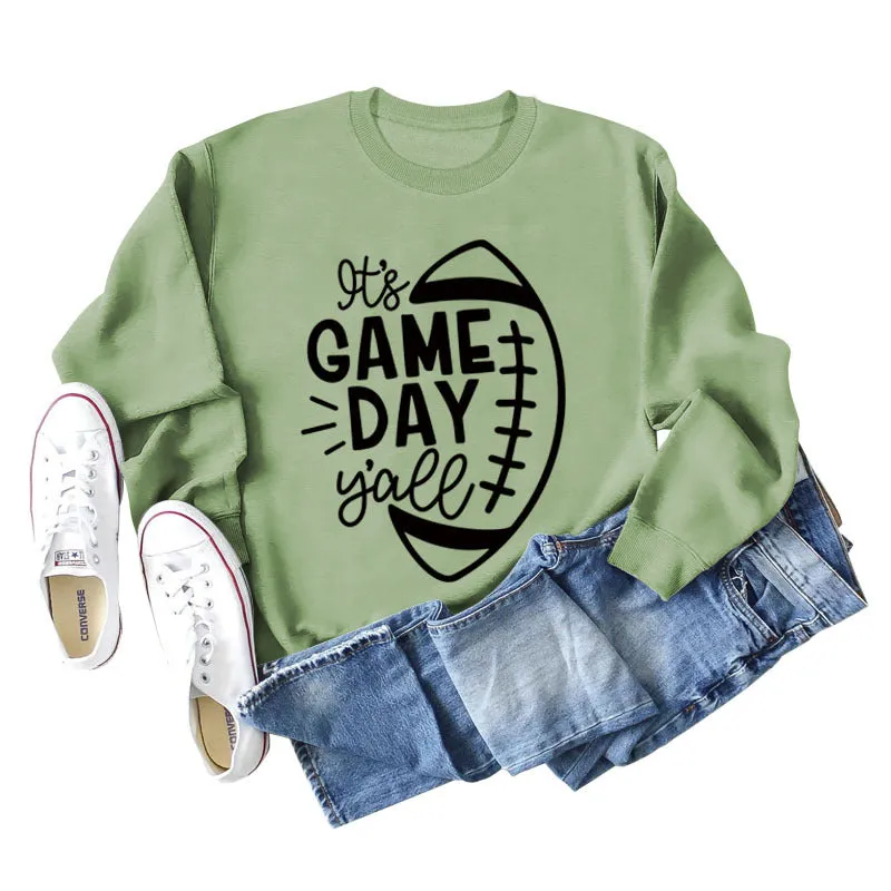 IT'S GAME DAY Y'ALL LOOSE OVERSIZED CREWNECK LONG-SLEEVED SWEATSHIRT WOMEN