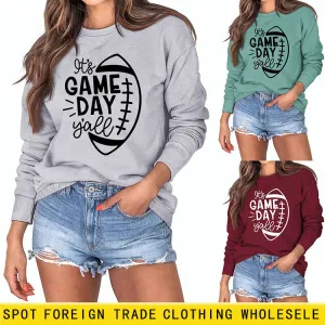 IT'S GAME DAY Y'ALL LOOSE OVERSIZED CREWNECK LONG-SLEEVED SWEATSHIRT WOMEN