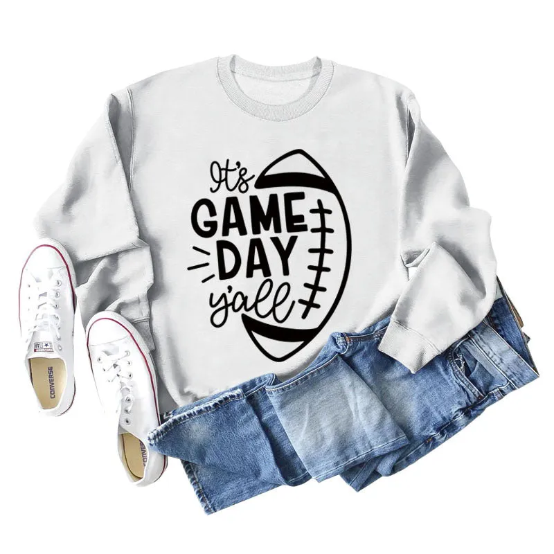 IT'S GAME DAY Y'ALL LOOSE OVERSIZED CREWNECK LONG-SLEEVED SWEATSHIRT WOMEN