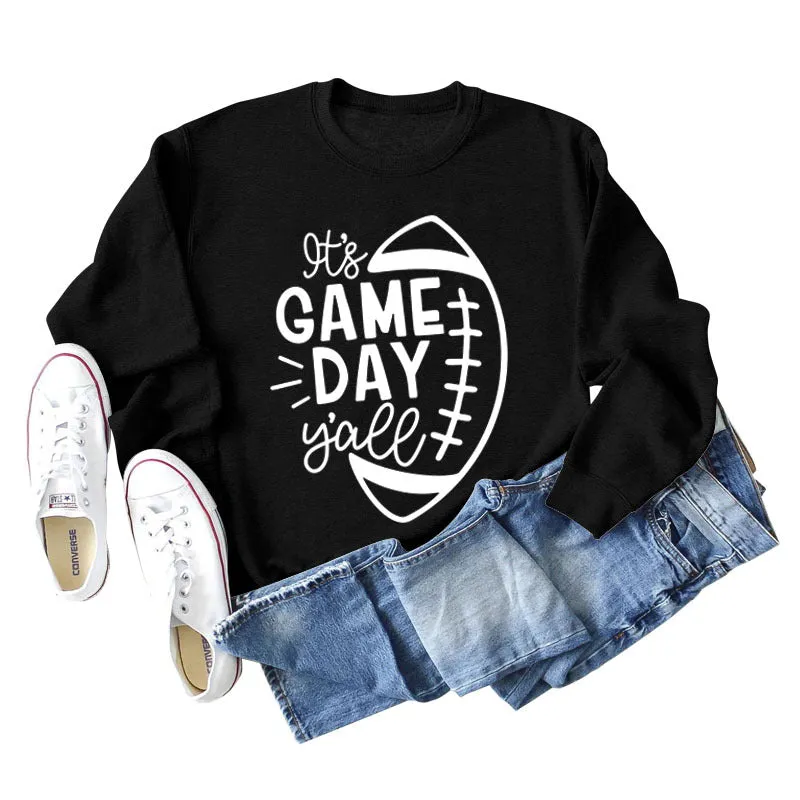 IT'S GAME DAY Y'ALL LOOSE OVERSIZED CREWNECK LONG-SLEEVED SWEATSHIRT WOMEN