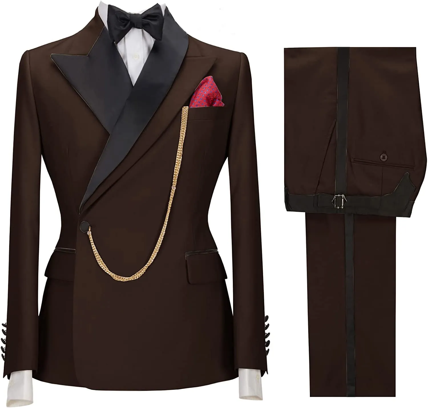 Ivan Stylish Brown Peaked Lapel Two-Piece Prom Ensemble for Men