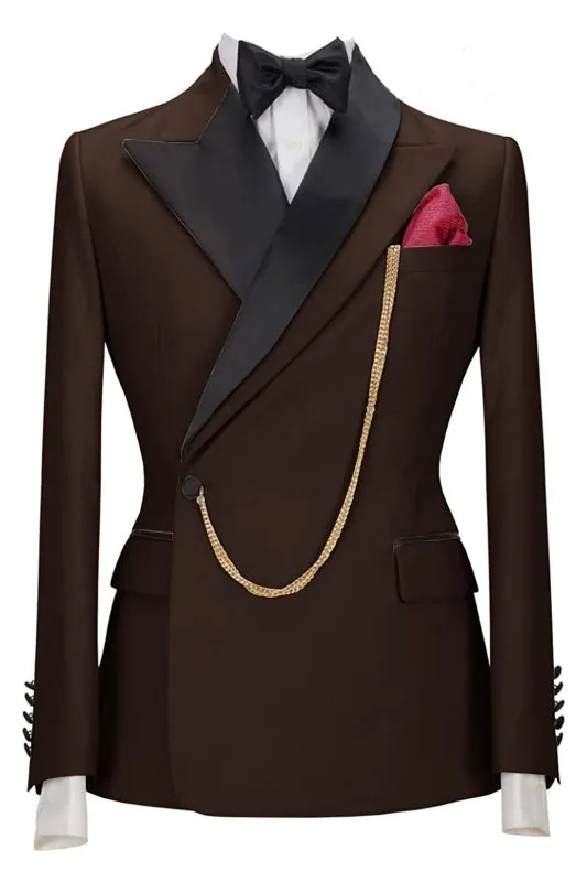 Ivan Stylish Brown Peaked Lapel Two-Piece Prom Ensemble for Men