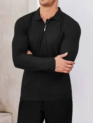 Long Sleeve Quarter Zip Polo Shirts (US Only)