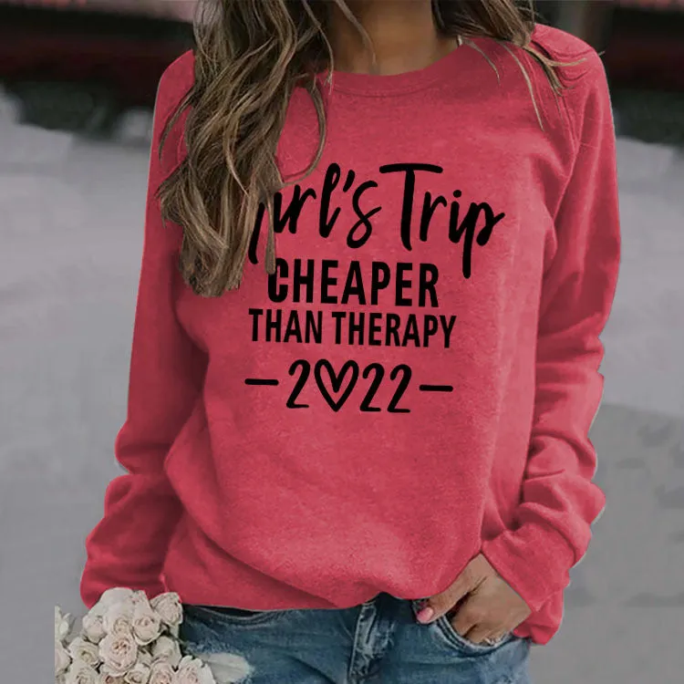 Loose Round Neck Long Sleeve Girls Trip CHEAPER Letter Top Plus Size Sweater