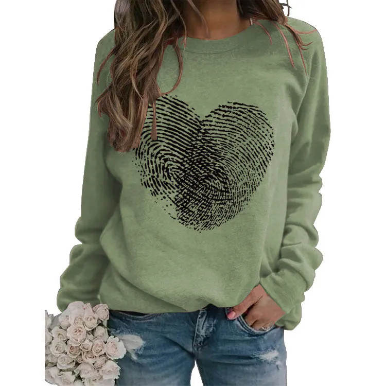 Loose Valentine's Day Women's Love Heart Print Sweatshirt