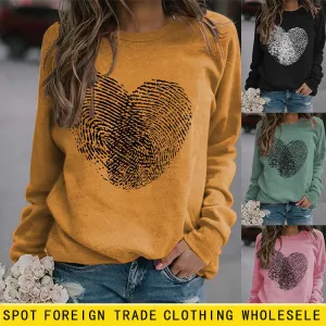 Loose Valentine's Day Women's Love Heart Print Sweatshirt