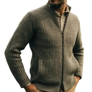 Men's Woolen Sweater Retro Zipper Top