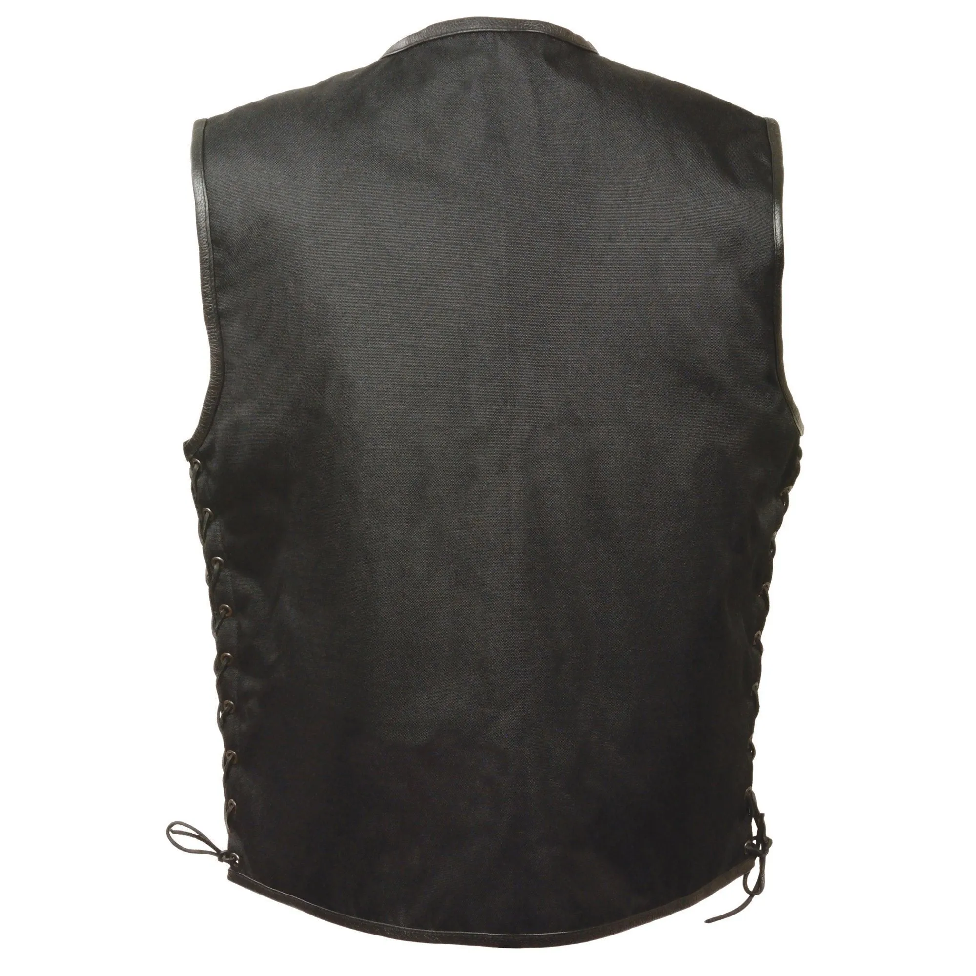 Milwaukee Leather MPM3739 Men's Black 'Side Laced' Textile Zipper Front Motorcycle Vest