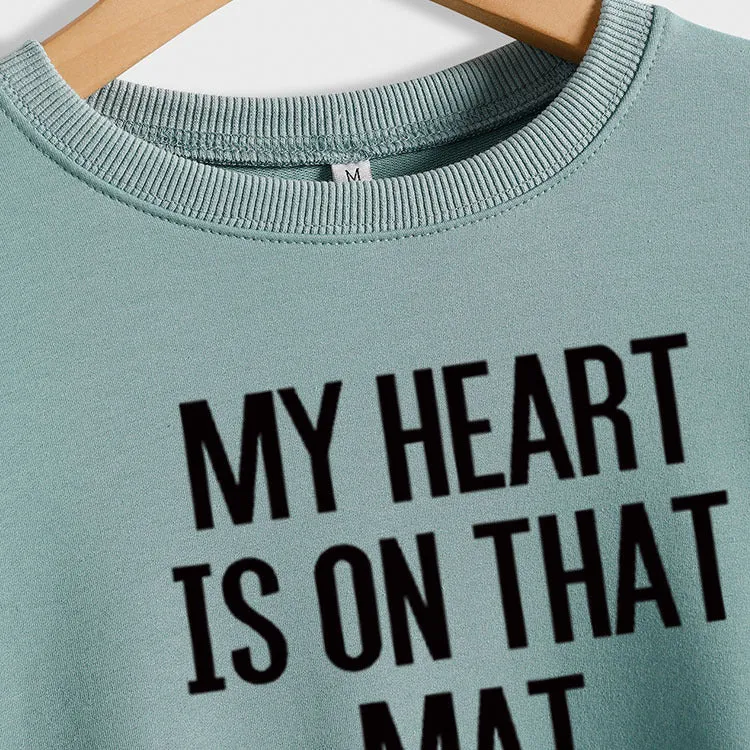 MY HEART IS Printed Letters Long Sleeve Casual Fashion Women Sweatshirt