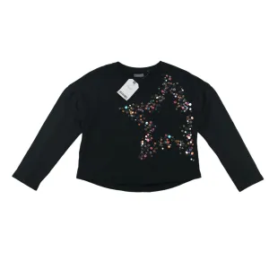 Next t-shirt 7-8 years black sequins star slightly cropped long sleeve