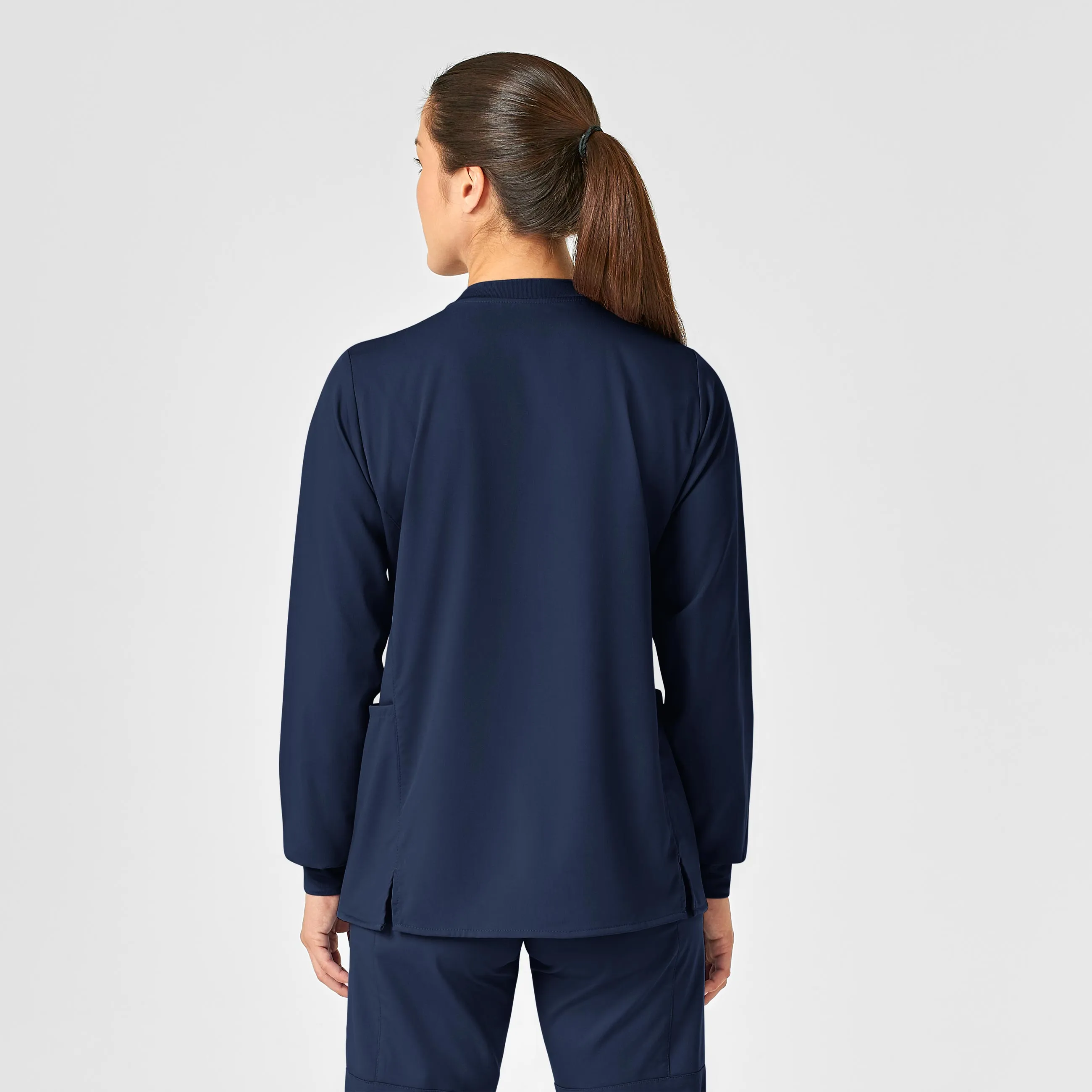 PRO Women's Snap Front Scrub Jacket - Navy