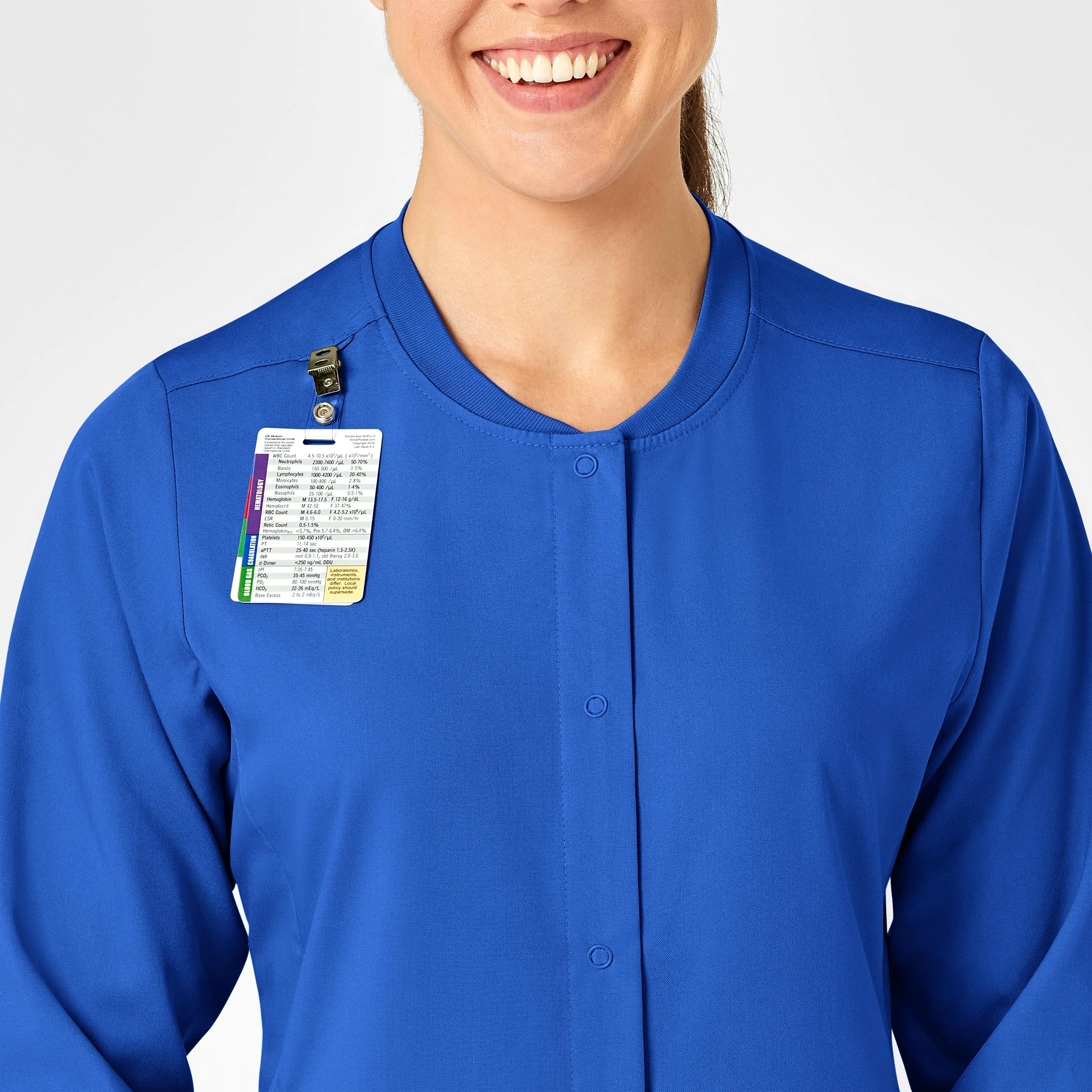 PRO Women's Snap Front Scrub Jacket - Royal