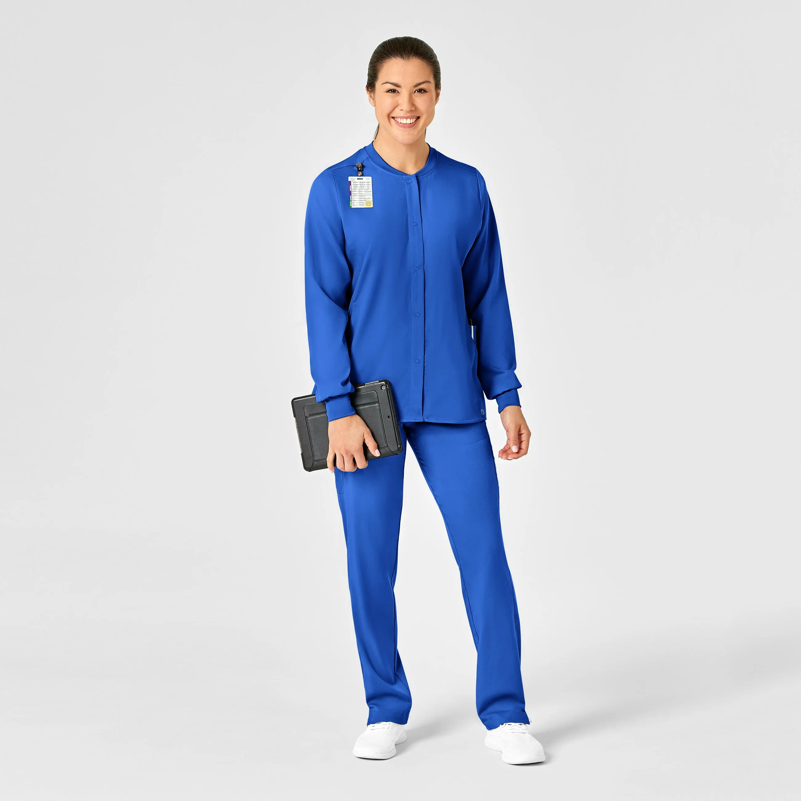 PRO Women's Snap Front Scrub Jacket - Royal