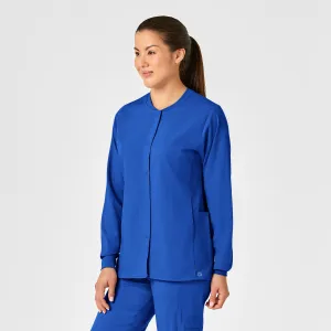 PRO Women's Snap Front Scrub Jacket - Royal