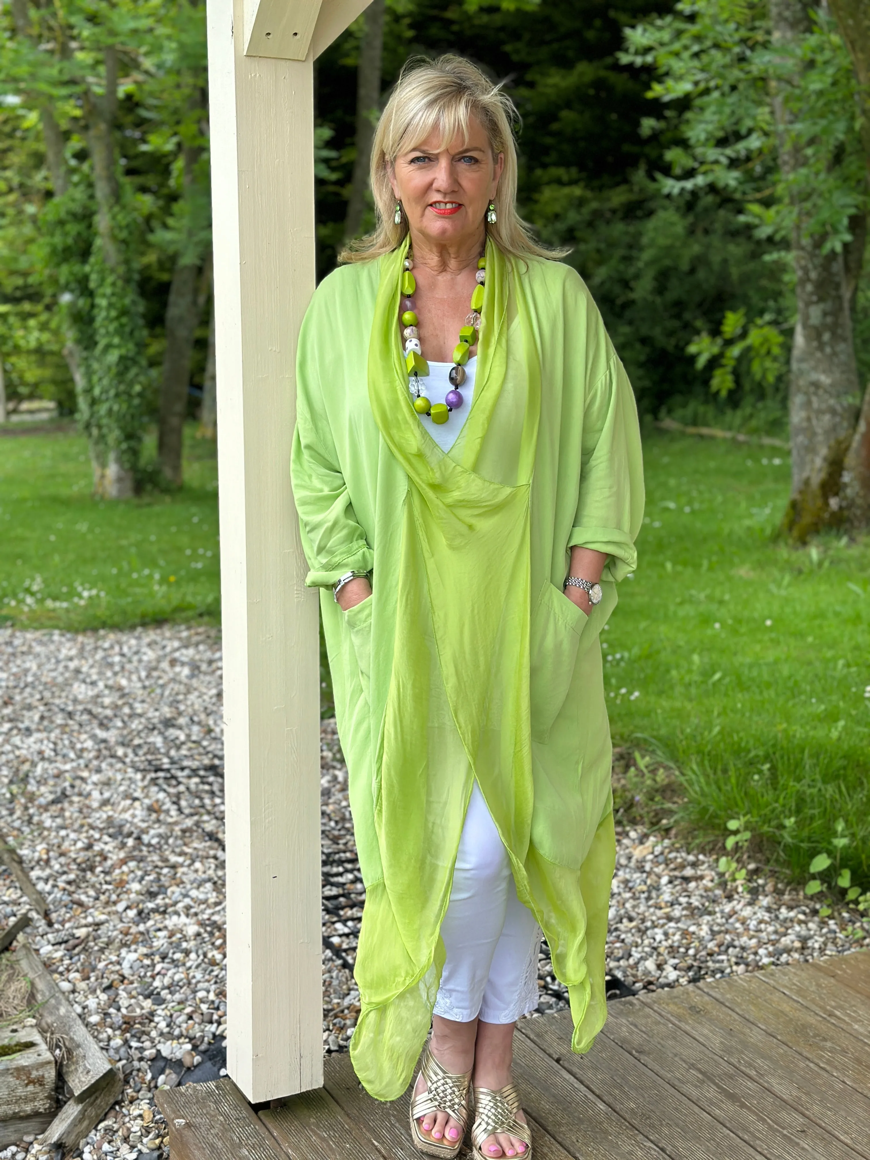 Silk Crossover Tunic | Lime